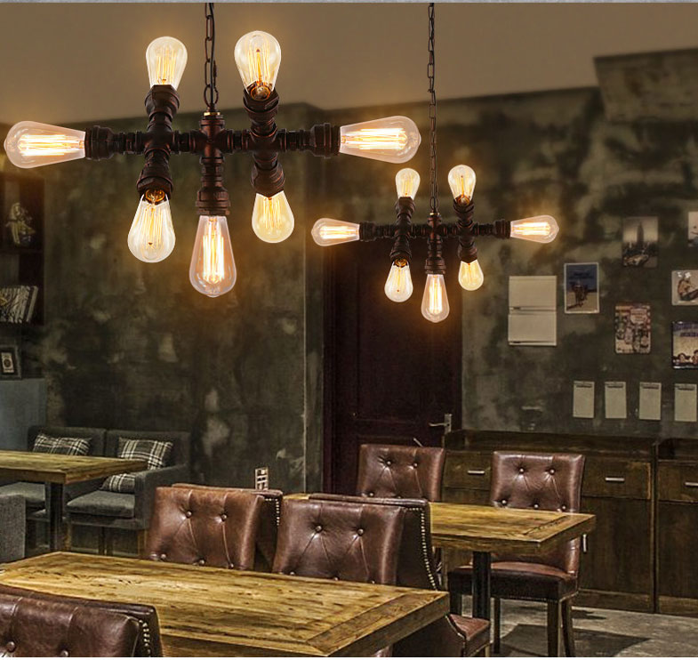 Loft Industrial Style Retro Water Pipe Chandelier Restaurant Aisle Coffee Shop Iron pendant lamp(WH-VP-222)