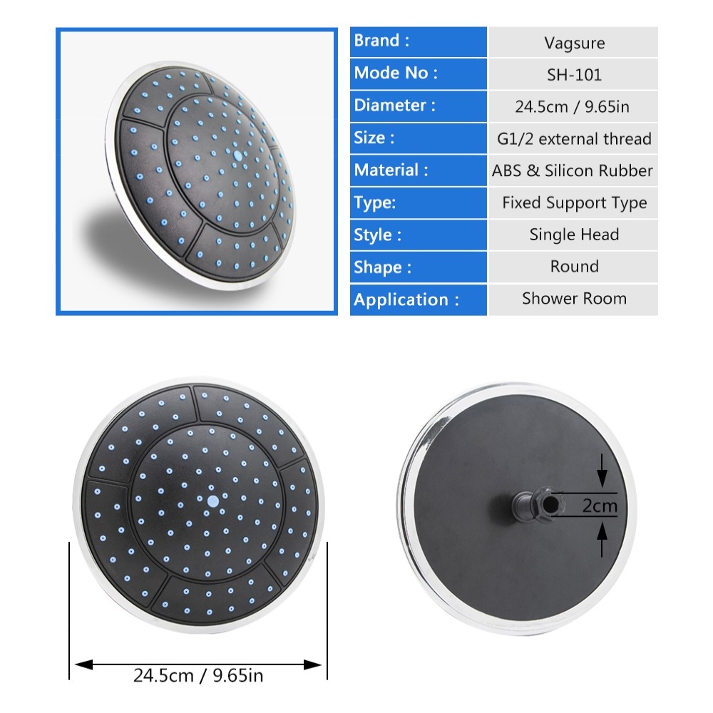 High Pressure 10 Inch Rain Shower Head , Anti Bacterial Large Round Shower Head