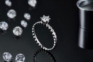 Quality 1.16CTW Wavilion Design White Moissanite And Sapphire Platineve Diamonds Jewelry Engagement For Women Ring wholesale