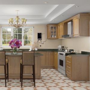 Quality Mint Green Unassembled Kitchen Cabinets Solid Wood Walnut Kitchen Customized wholesale