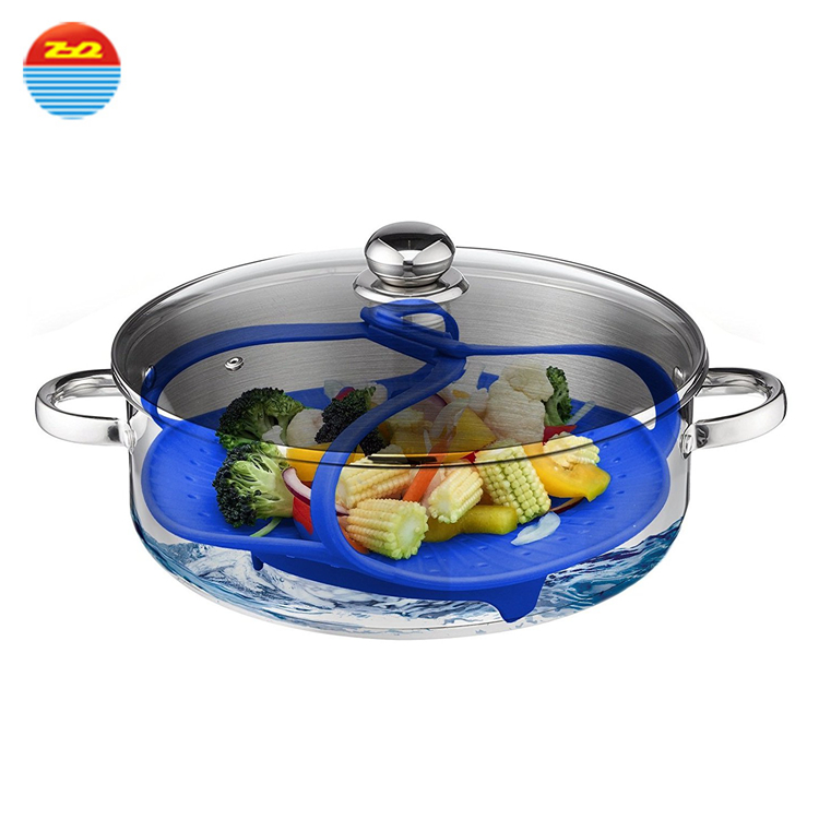 100% Food Grade Silicone Vegetable Steamer Cooking Steamer With Locking Handles Cooking Tool
