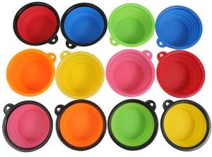 China Top selling 350/750/1000/1500ml Foldable Pet Food Water Feeding Portable Travel Collapsible Dog Silicone Bowl, bagease on sale