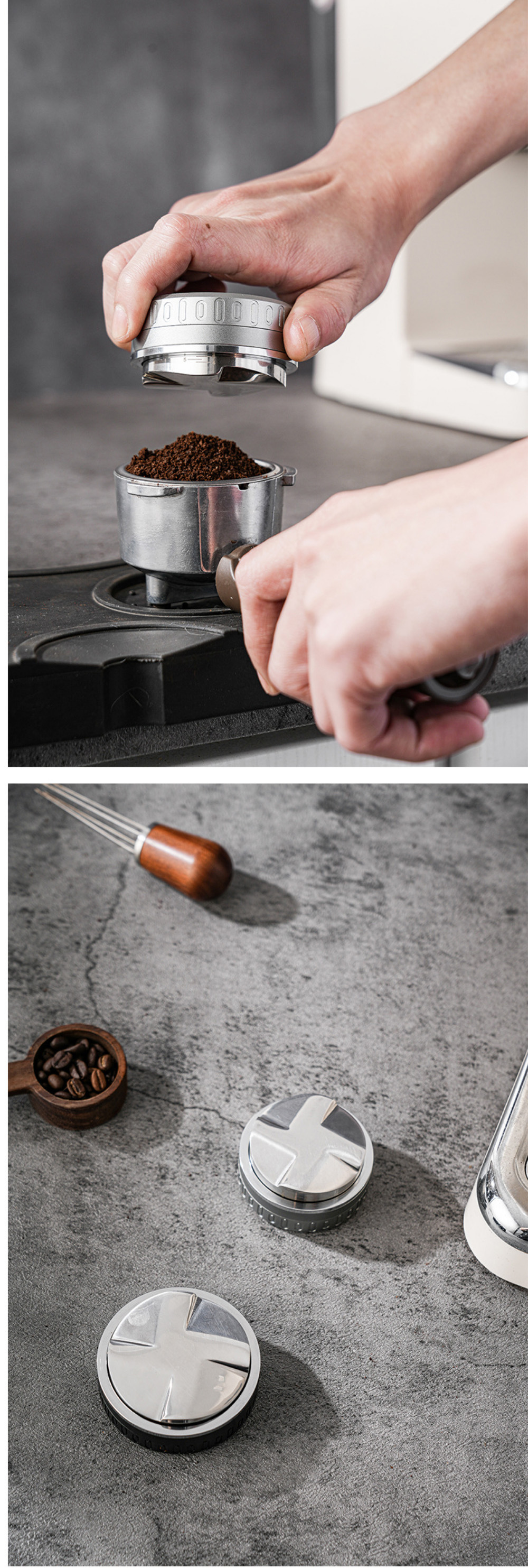 Adjustable Depth Coffee Dispenser 58mm Metal Set for Coffee Tea Tools Type Coffee Tampers
