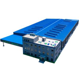 Quality Single Slope Roof Prefabricated Metal Warehouse With Steel Sheet And Glass Wool Insulation wholesale