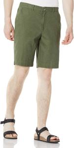 Quality Olive Zipper Closure Mens Linen Shorts Drawstring 10 Inch Inseam Shorts wholesale