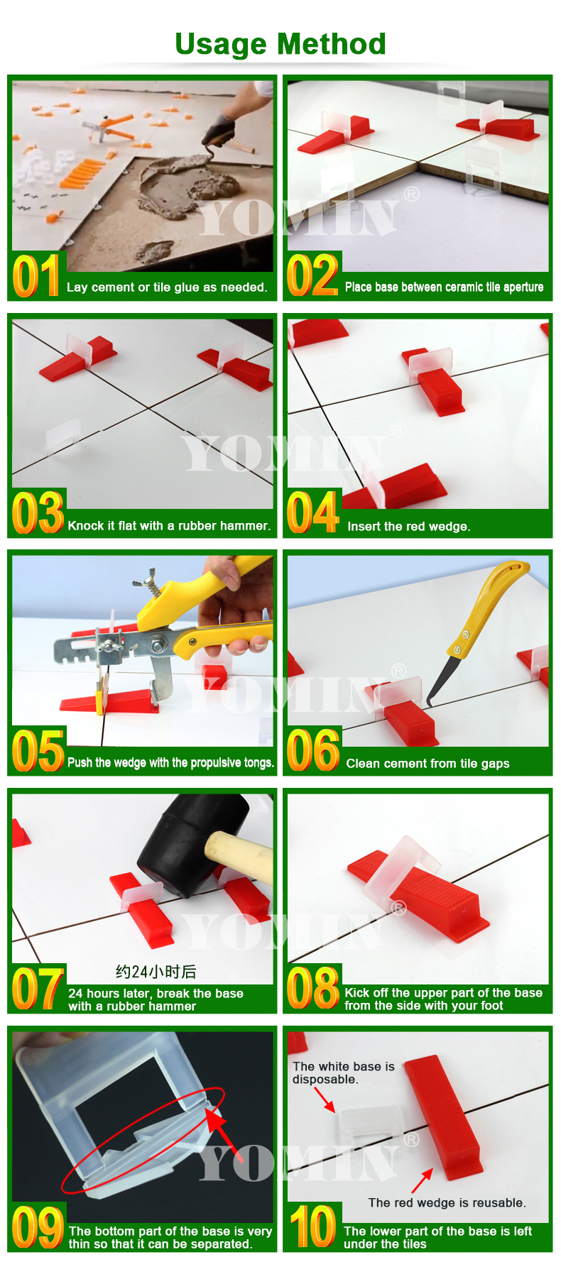 Tile Accessories Floor Tile Leveling Spacer clips Tools Tile Spacer Leveling System