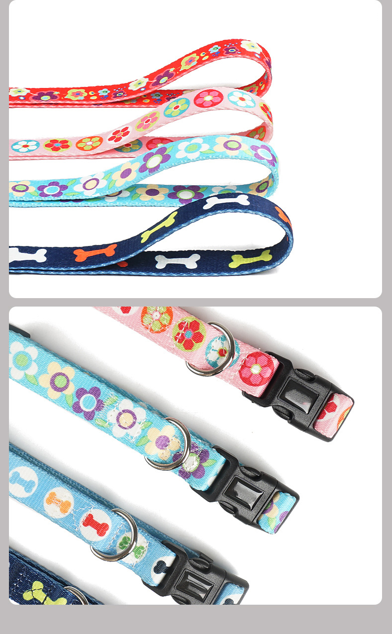 Custom Leather Dog Collars And Leashes Set Striped Harness Collar Leash Set