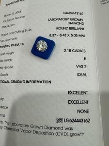 Quality 2.18CT E VVS1 ID EX CVD Synthetic Diamond Round Brilliant Cut wholesale