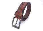 100-140cm Floral Mens Casual Western Leather Belts Square Alloy Buckle 38mm Wide