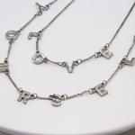 Letter Fashion Jewelry Necklaces Silver Double Chains Steel Color Hiphop Style