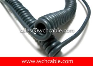 Quality 300V TPE Curly Cable UL20841 24AWG 4C OD5.1mm VW-1 Black L=122.2mm wholesale