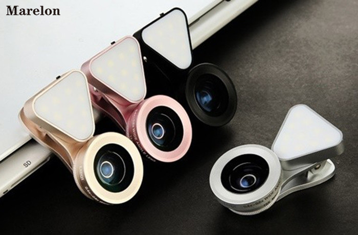 Macro Clip - On Universal Phone Selfie Lens LED Flashlight With Wide Angle 140 Degrees