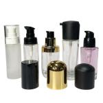 30ml 50ml Square Frosted Glass Lotion Bottles Liquid Foundation Bottle With Pump