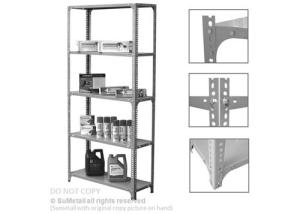 Quality 5 Layer Steel Slotted Angle Storage Racks Industrial Style Shelving Unit wholesale