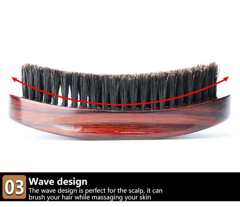 Abeis 360 Wave Brush Customize Woodgrain Color Medium Boar Mixed Nylon Bristle