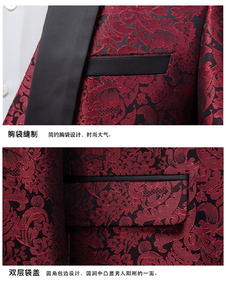 Banquet Host Performance Suit in Woolen Cloth Fabric for Men's Evening Dress