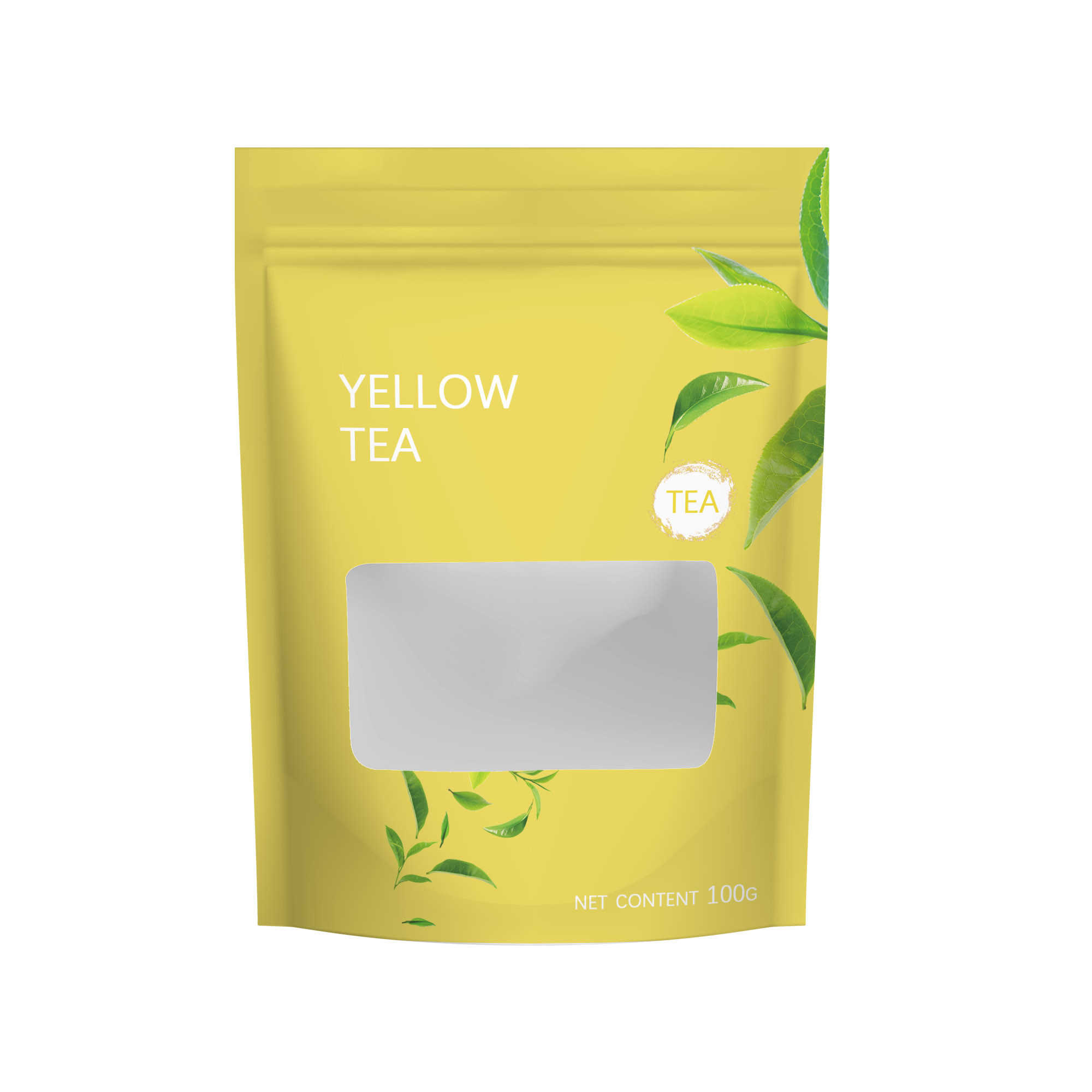 Organic Jasmine Green Tea Stand Up Zipper Pouch Transparent Window Kraft Bags 10 Packs