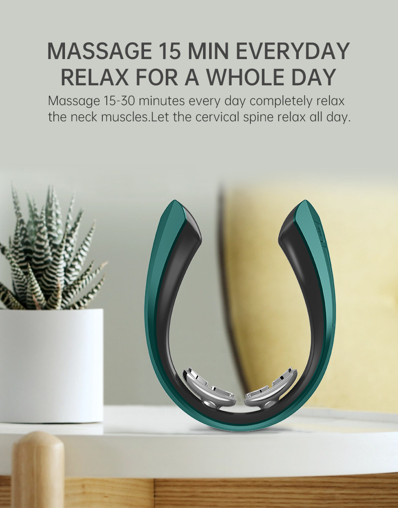 FCC Electric Pulse Cordless Neck Massager Painess Relief Deep Muscle Training