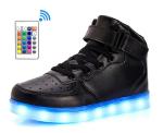 LED Light Up Shoes With Remote Control , Men & Women Leather High Top Led Light