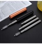 Portable Collapsible Metal Straw / Stainless Steel Drinking Straws Customized