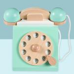 Retro Simulation Phone Playset Wooden Educational Toy For Children