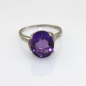 Quality Sterling Silver Ring with 10mmx12mm Oval Purple Cubic Zircon (R206) wholesale