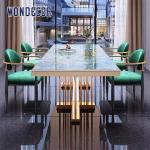 Hotel Luxury Furniture Art Marble Countertop Kitchen Table Stainless Steel Gold