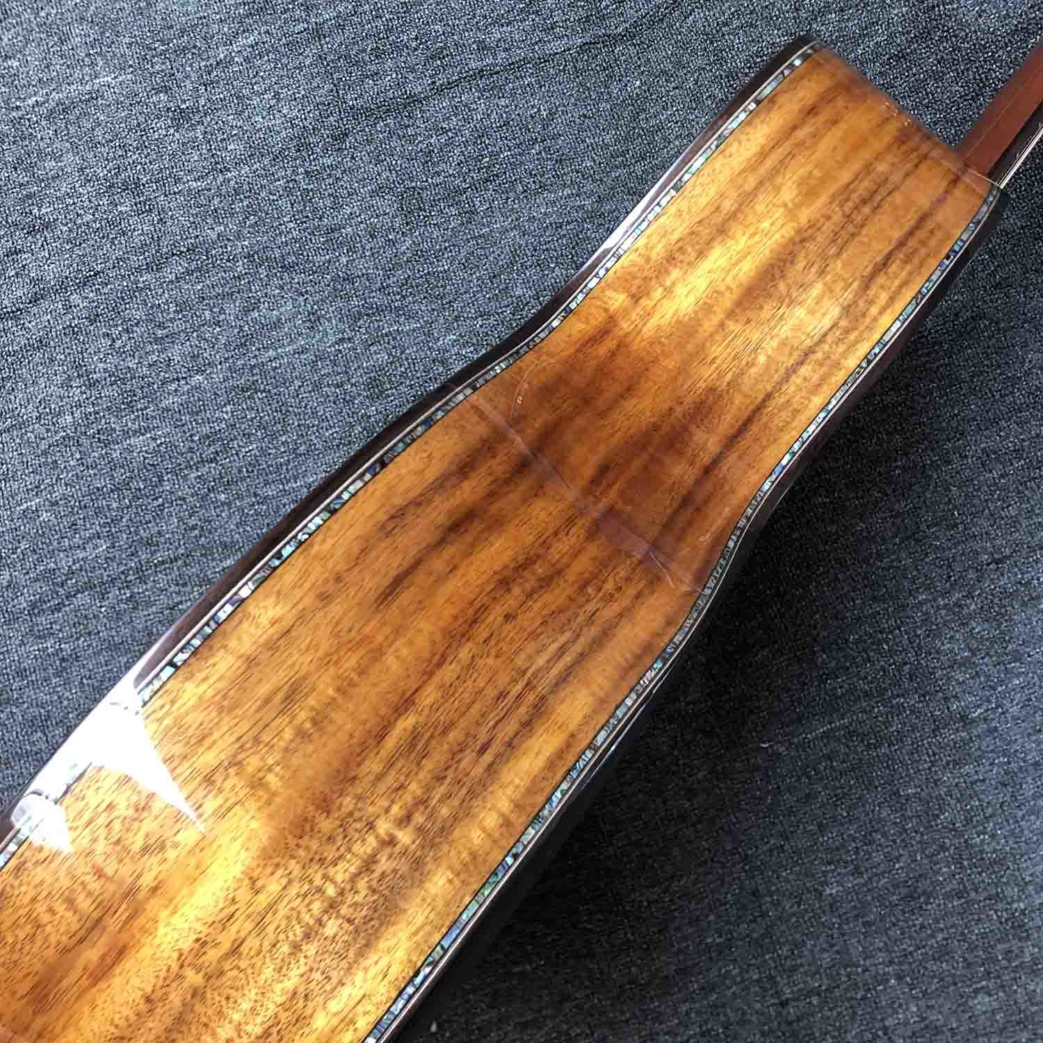 Custom 41 Inch Matte Solid KOA Top Acoustic Guitar with Abalone Ebony Fingerboard ArmRest KOA Wood Guitar