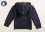 Hoody Boys Black Cardigan Sweater , Buttons Up Boys Knitted Cardigan Anti -