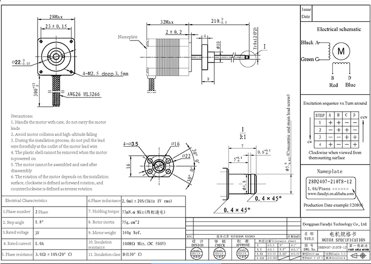 Faradyi Custom Factory Price Threaded Shaft Lead Screw Hybrid Stepper Motor With Nut 20mm Linear Stepper Motor