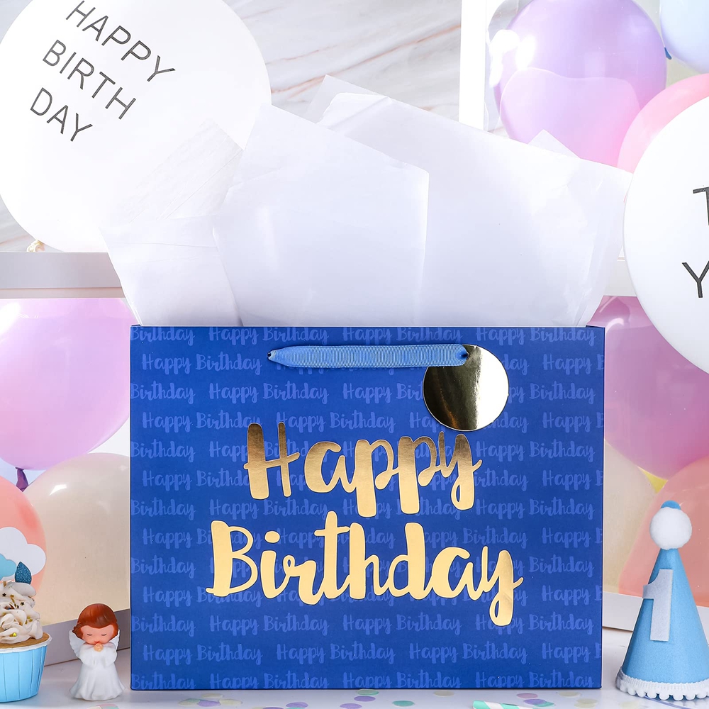 Custom Pattern Type Zhejiang Happy Birthday Party Souvenir Handle Paper Gift Shopping Bags