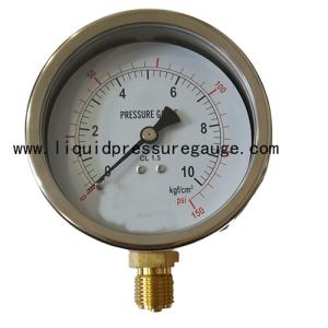 Quality 150psi Brass Liquid Filled oil Pressure Gauges 4&quot; Dial 1/2 NPT Lower Mount wholesale