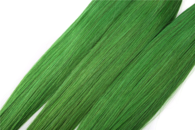 12-24 Inches Two Tones Green Color Hair Virgin Brazilian Human Hair Extension