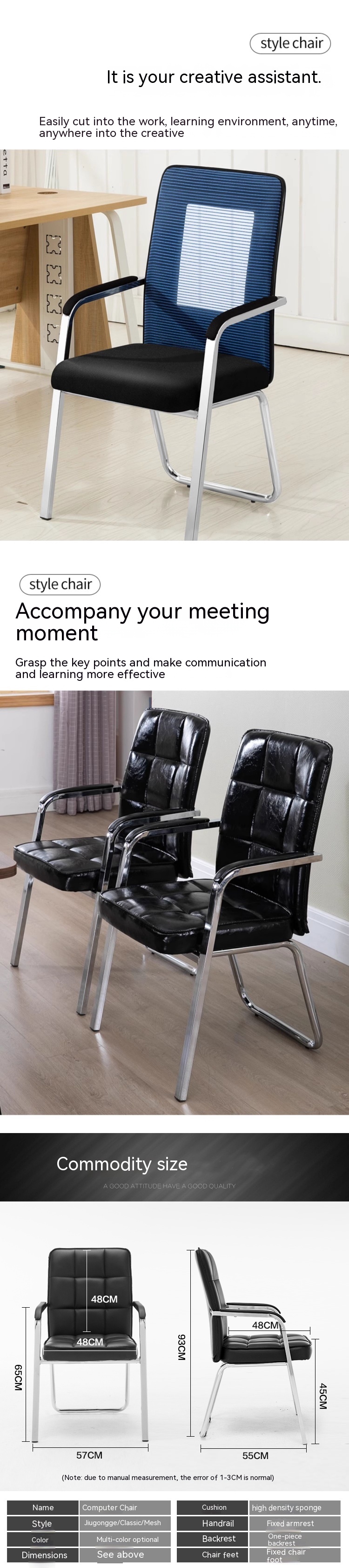 Synthetic Leather Oversized Tall Visitor Chair for Office Reception and Conference Table