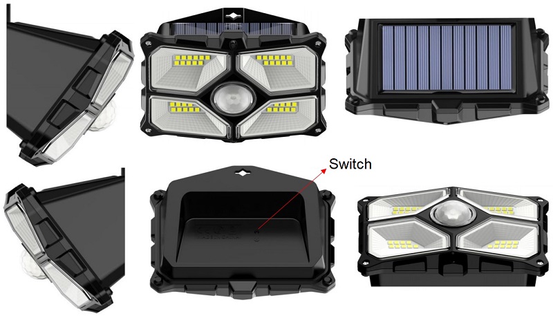 IP65 Waterproof Outdoor High-performance Solar Panel Super Bright Durable Material Solar Security PIR Sensor Light
