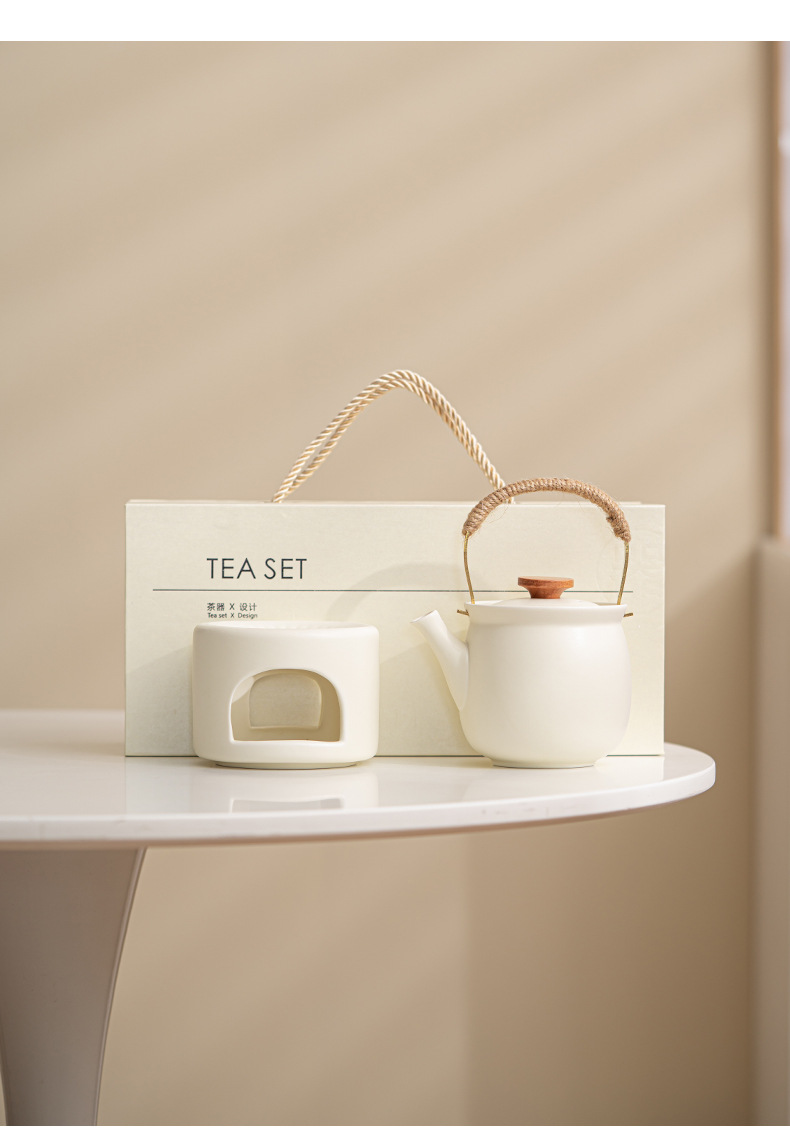 European-Style Loop-Handled Ceramic Tea Warmer for Home Hotel Restaurant and Office