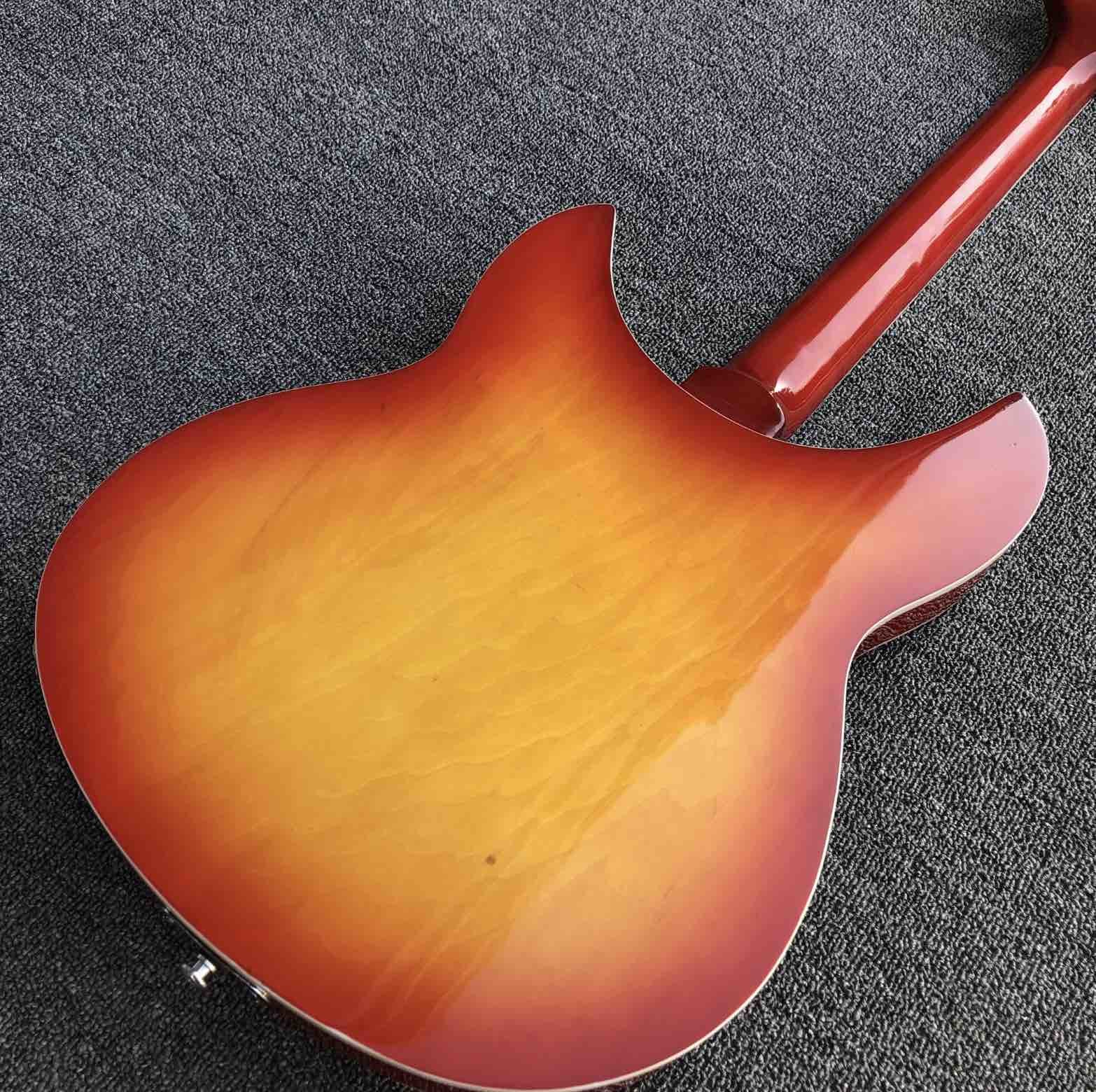 Orange burst 12 strings Ricken 360 model Electric Guitar,Factory custom hollow body Rick Jazz Guitar