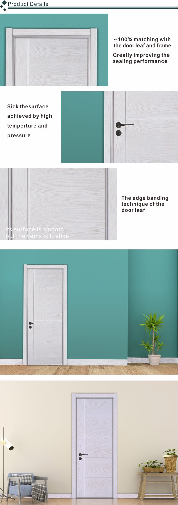 Most popular simple design wood bedroom door