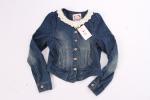 100% Cotton Women's Denim Coats And Jackets Clothing Lace Decorative Neck