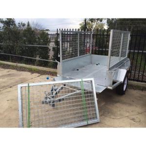 Quality Hot Dipped Galvanized Tandem Cattle Trailer With Cage Flat Top 8 X 5 wholesale