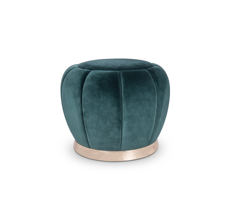 popular round luxury velvetfabric upholstery stainless steel ottoman for event rental living room
