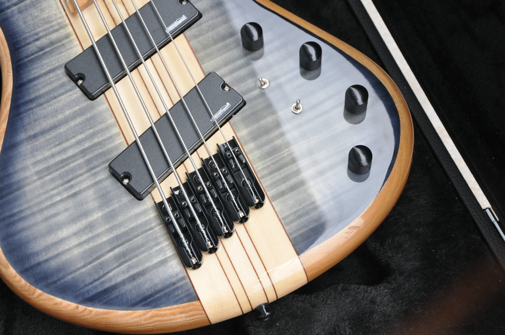 5 string custom bass guitar fanned frets electric bass guitar neck through body