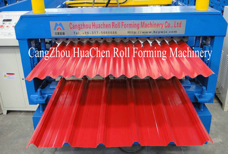 Metal Roofing Sheet Double Layer Roll Forming Machine with Hydraulic Cutting
