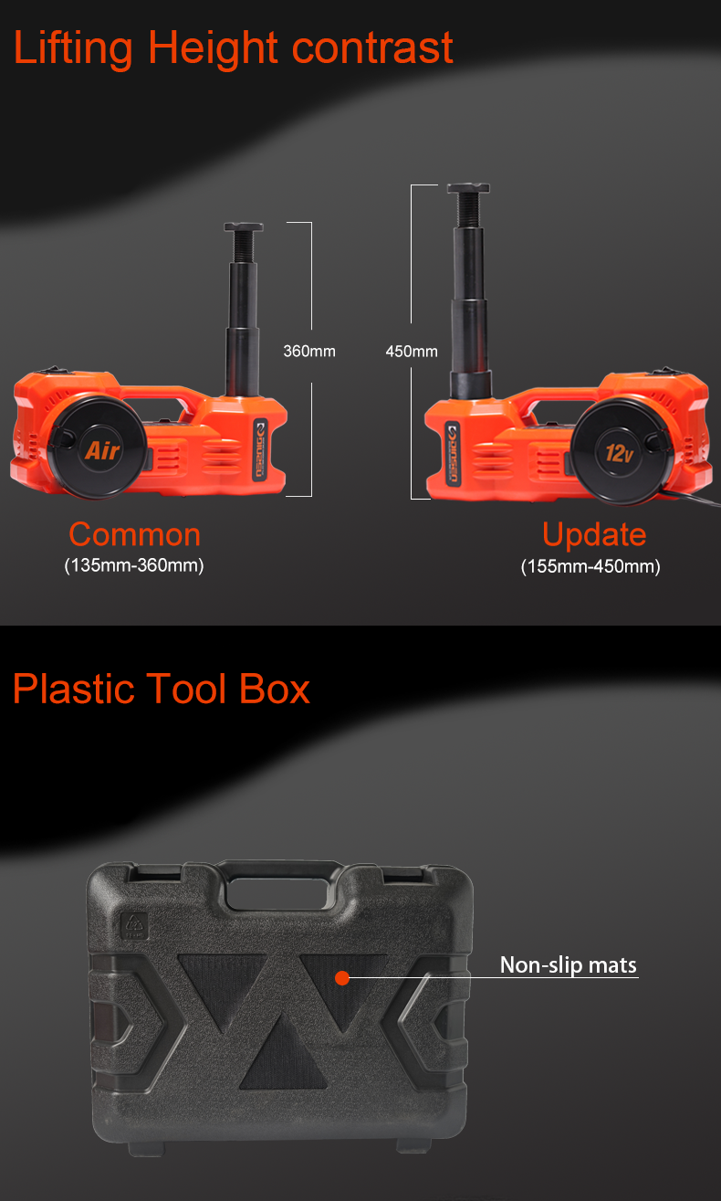 dinsen portable handle electric jack with tyre inflator pump