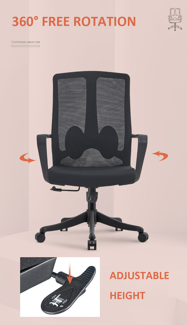 Fixed Armrest Executive Work Office Chair with Stainless Steel and Mesh Ergonomic Design