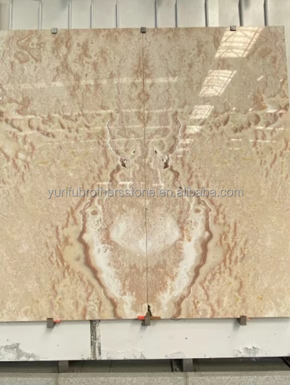 Modern Design Polished Marble Bookmatch Tile Custom Backlit Red Dragon Jade Onyx Wall