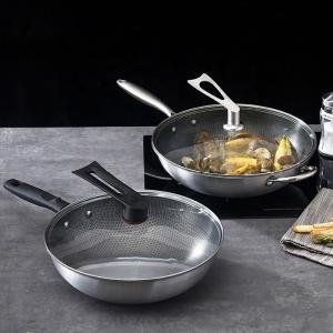 Quality Direct Selling Kitchen 32cm 34cm Stainless Steel Honeycomb Fry Pan Non-stick Frying Pan wholesale
