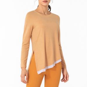 Quality Orange Nude Yoga Long Sleeve Top Women'S Irregular Breathable Sports T - Shirt wholesale