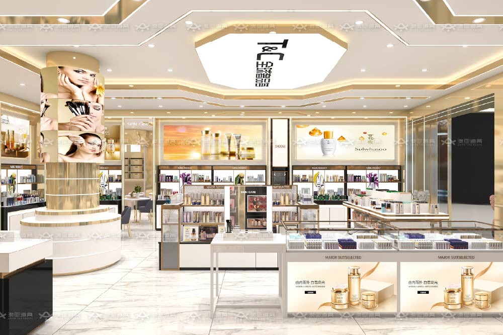 TJiS-B1-1 Multi-Directional Lighting System Skincare Display Cabinet for Airports