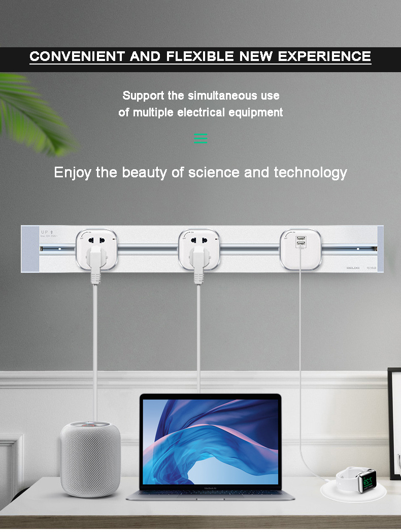 Kitchen 32A Electric Power Track Socket UK Grommet Outlet Removable Round Switch